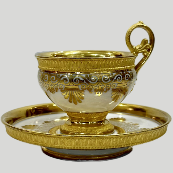 Чайная пара в стиле ампир, Дания, Датская Королевская мануфактура, XIX век